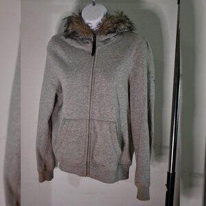 Women's Grey Fluffy-Hood Hoodie
